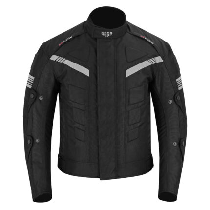 SAGA Mens Cordura Jacket Motorcycle Vest Collar New Medium Bodywarmer Iron lined CE (BLACK)