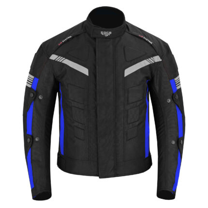 SAGA Mens Cordura Jacket Motorcycle Vest Collar New Medium Bodywarmer Iron lined CE (BLUE)